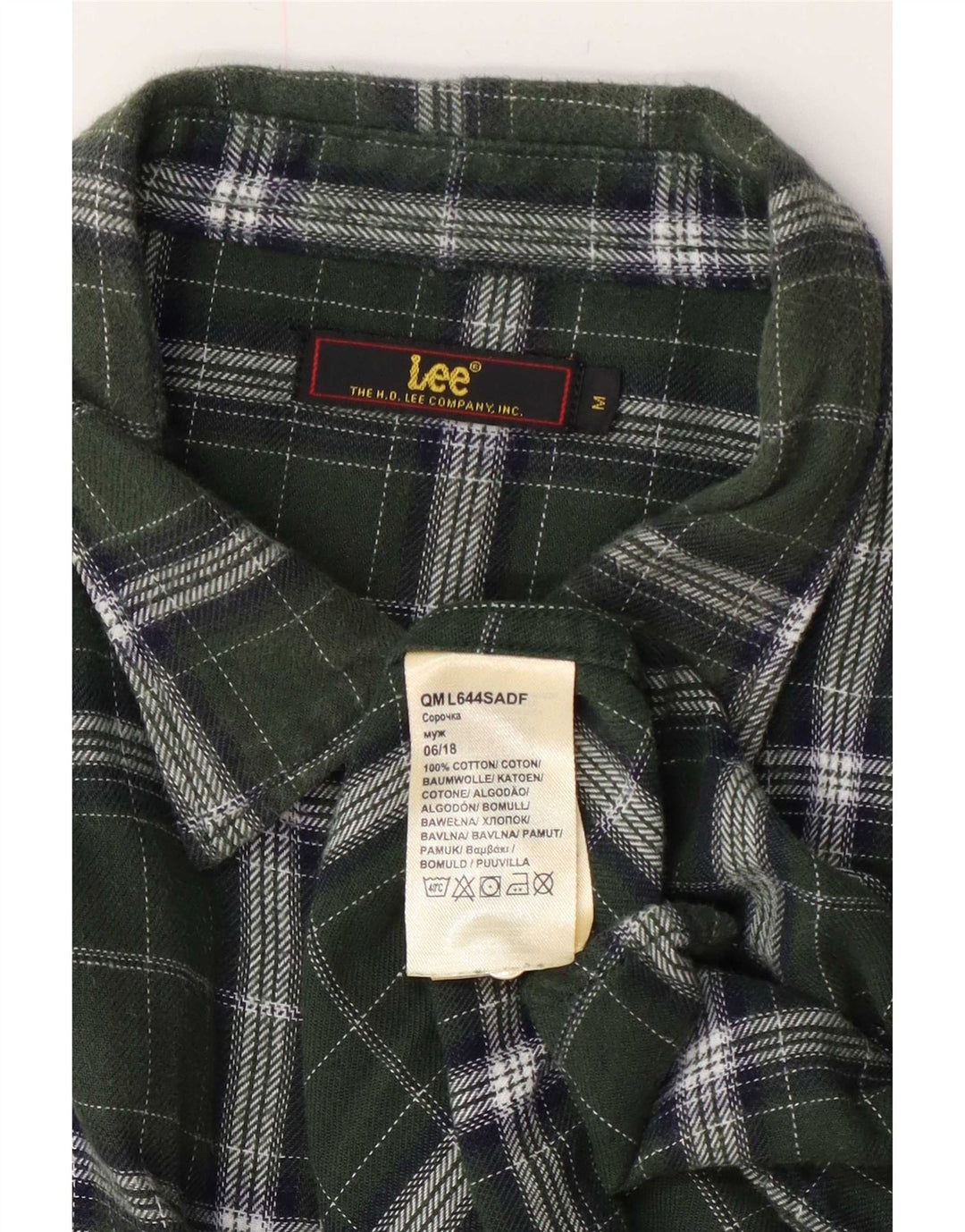 Camicia in flanella da uomo Lee in cotone a quadri verde medio