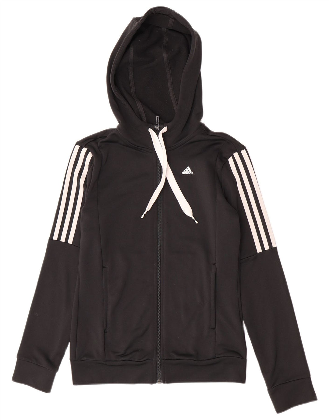 Adidas hættetrøje med lynlås til kvinder UK 8/10 Small Black Polyester