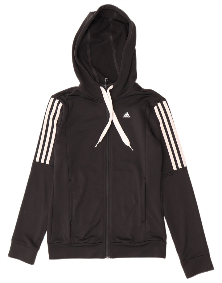 Adidas hættetrøje med lynlås til kvinder UK 8/10 Small Black Polyester