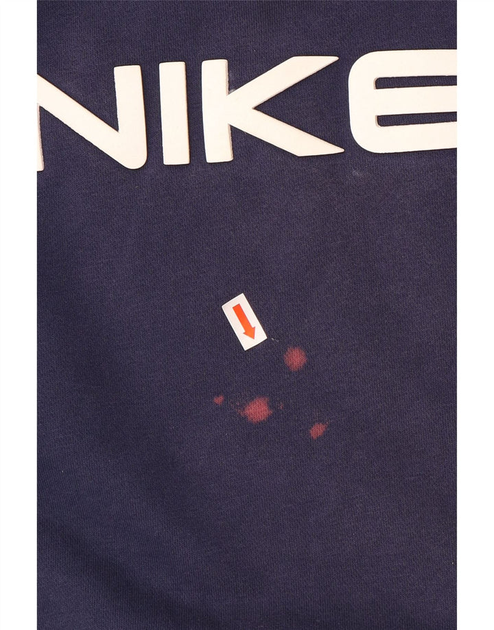 Nike Mens Graphic Sweatshirt Jumper Large Navy Blue Colourblock Cotton