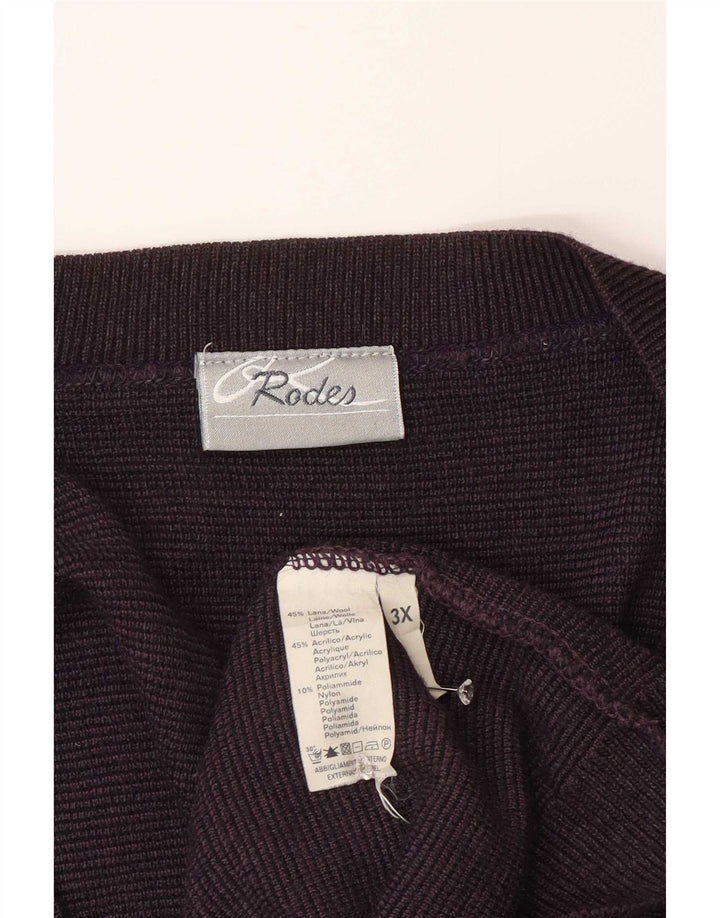 Rodes Mens Cardigan Sweater 2XL Purple Argyle/Diamond Wool