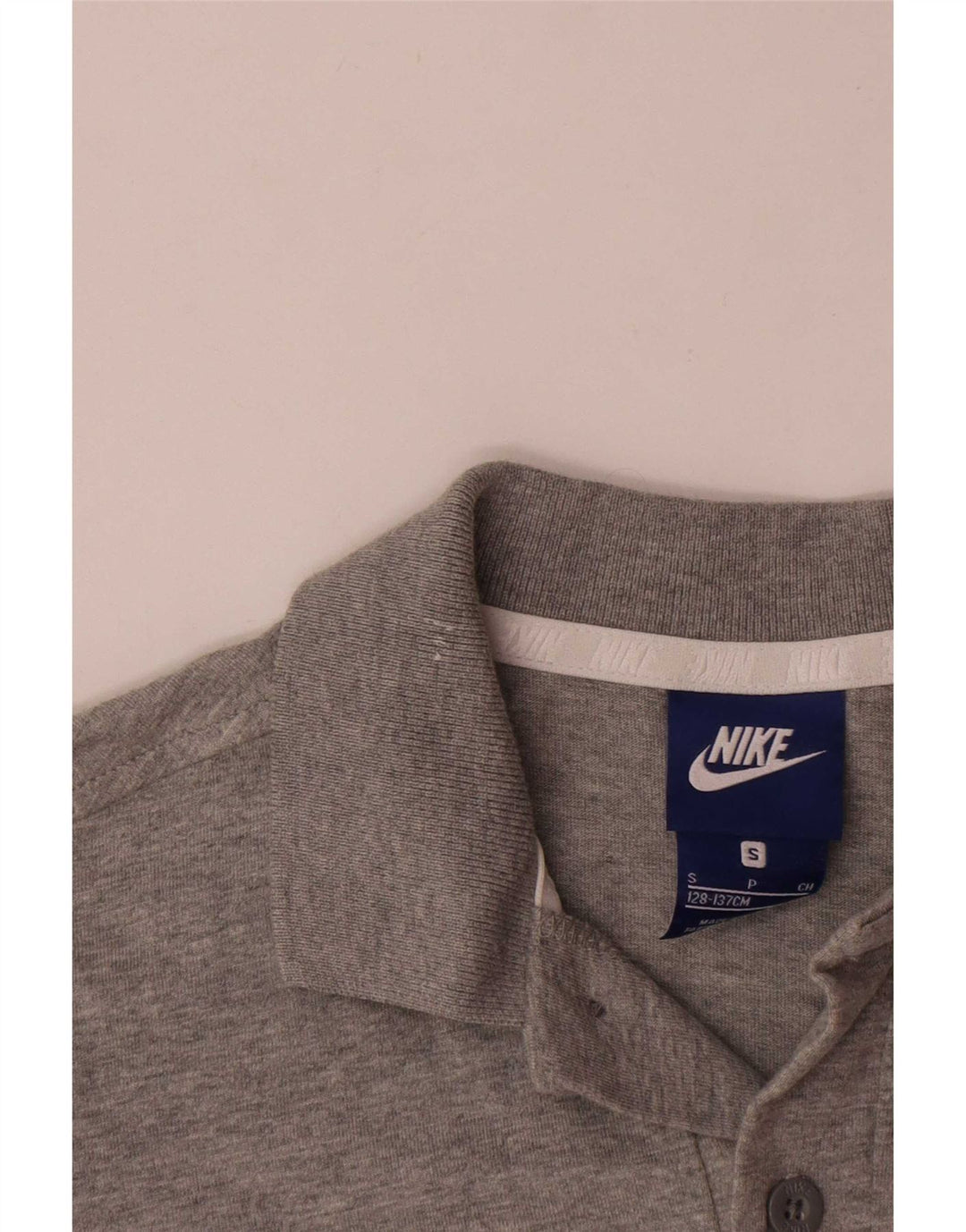 Polo Nike da bambino, 8-9 anni, piccola, in cotone grigio screziato