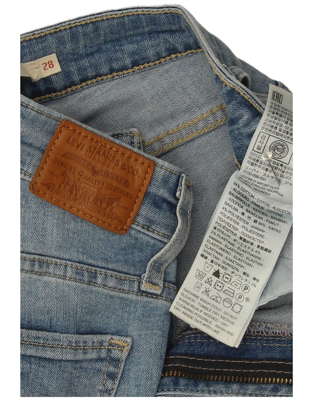 Levi's Womens 712 Slim Jeans W28 L30 Blue Cotton
