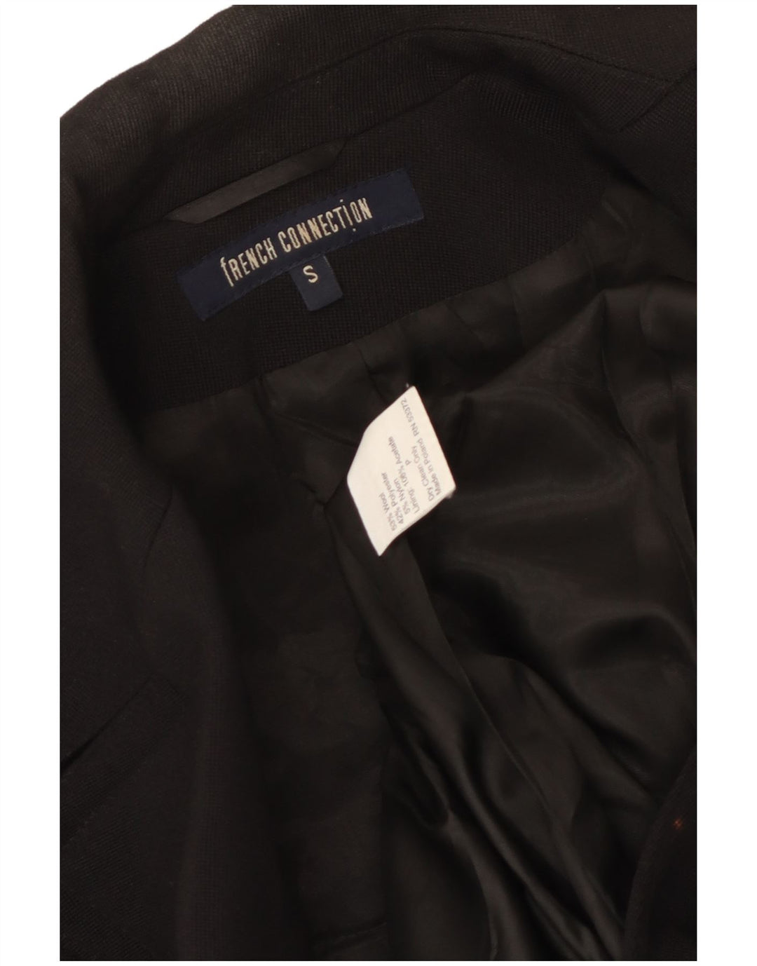 French Connection Womens Double Breasted Coat UK 10 Small Black Wool