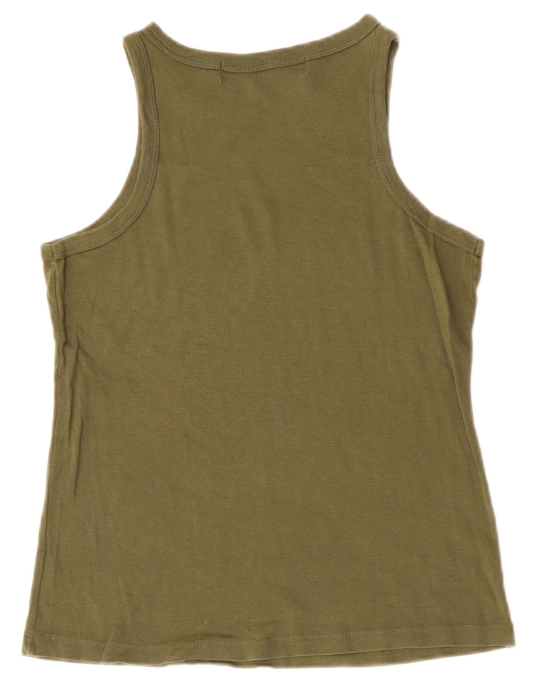 ZARA Womens Vest Top UK 12 Medium Khaki Cotton