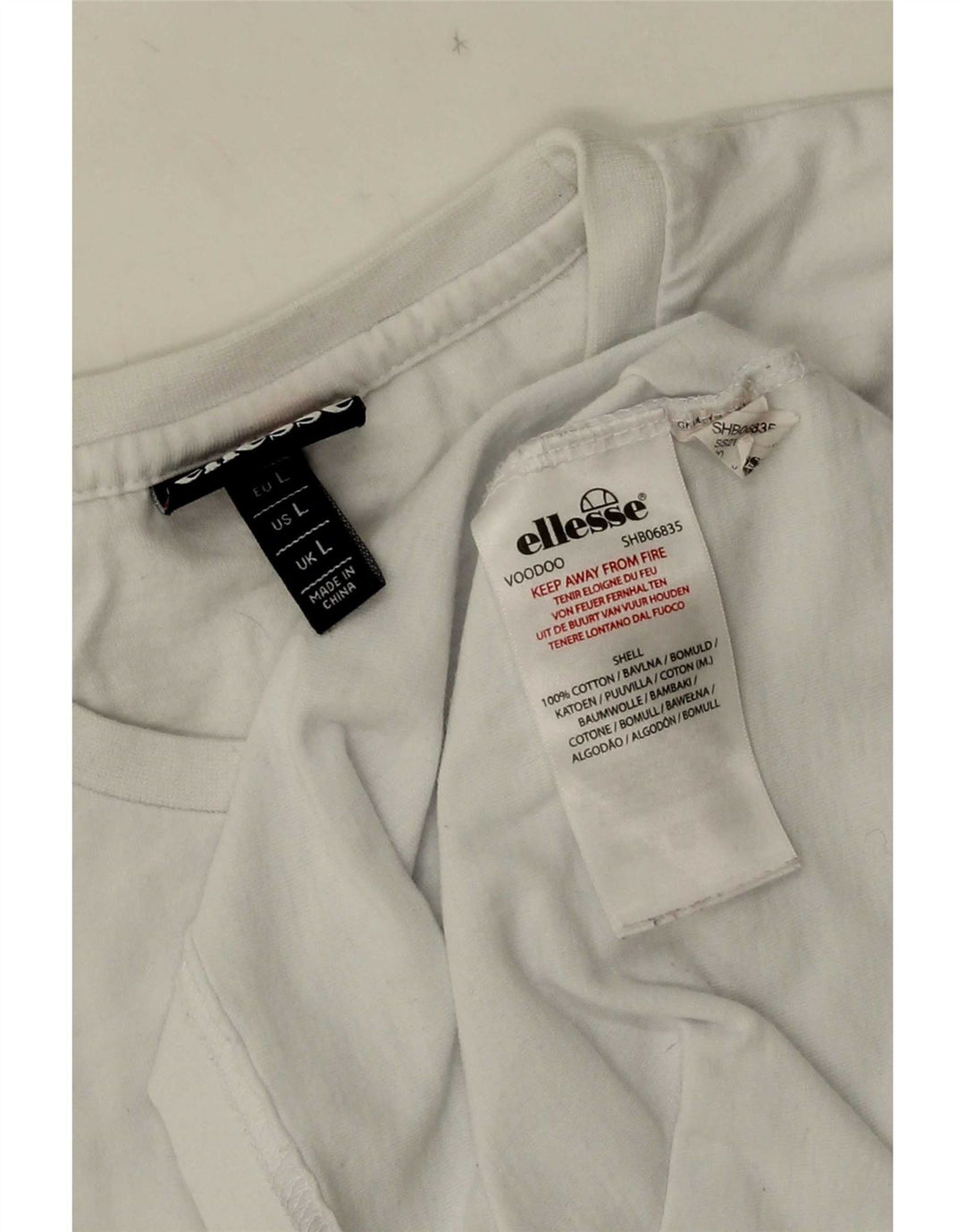 Ellesse Mens T-Shirt Top Large White Cotton