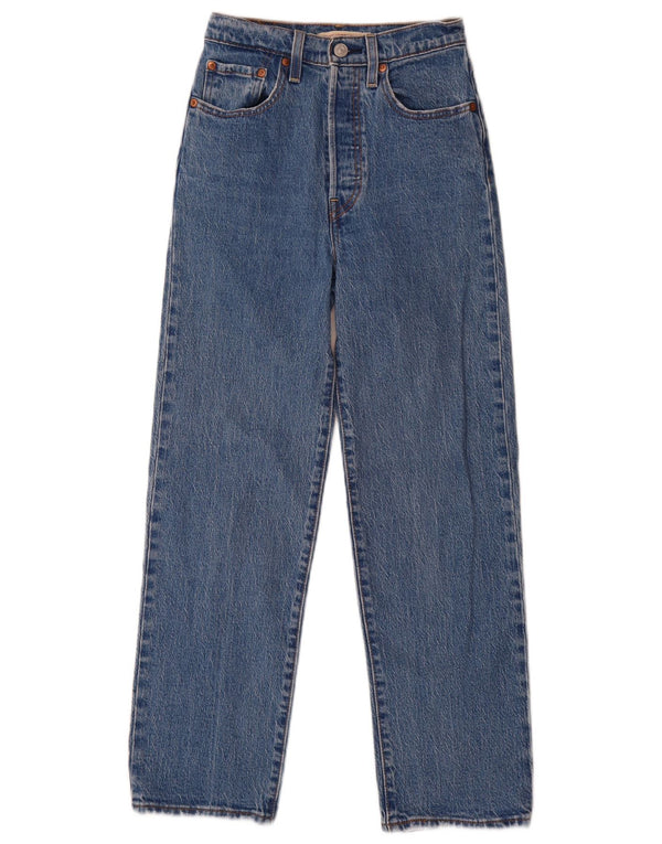 Levi's Damen Ribcage High Waist Straight Jeans W24 L29 Blaue Baumwolle