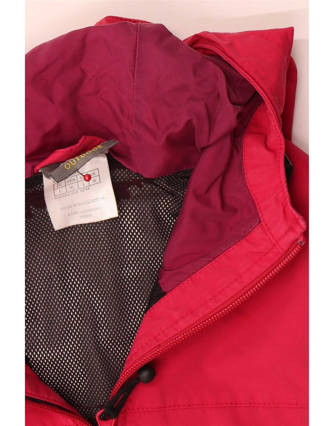 Jack Wolfskin Womens Hooded Rain Jacket UK 16 Large  Red Polyamide