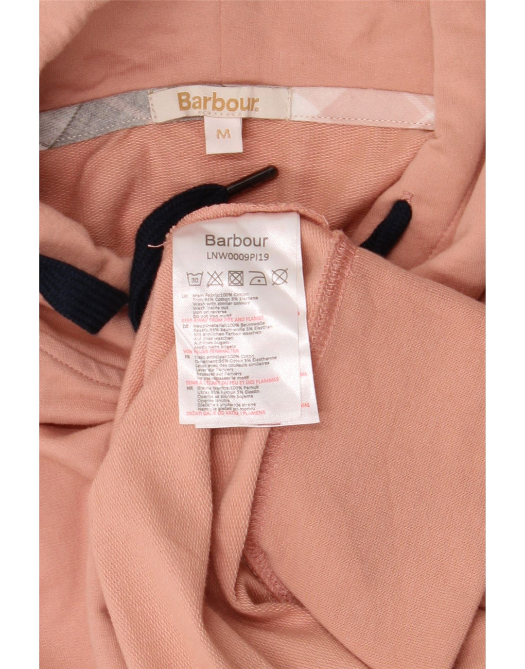 BARBOUR Mens Hoodie Jumper Medium Pink Cotton