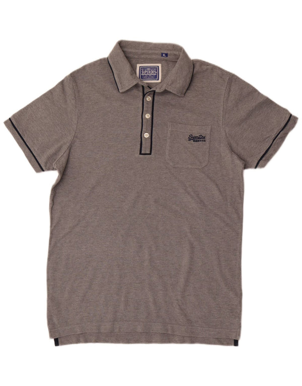Superdry Polo XL Homme Gris Moucheté Coton