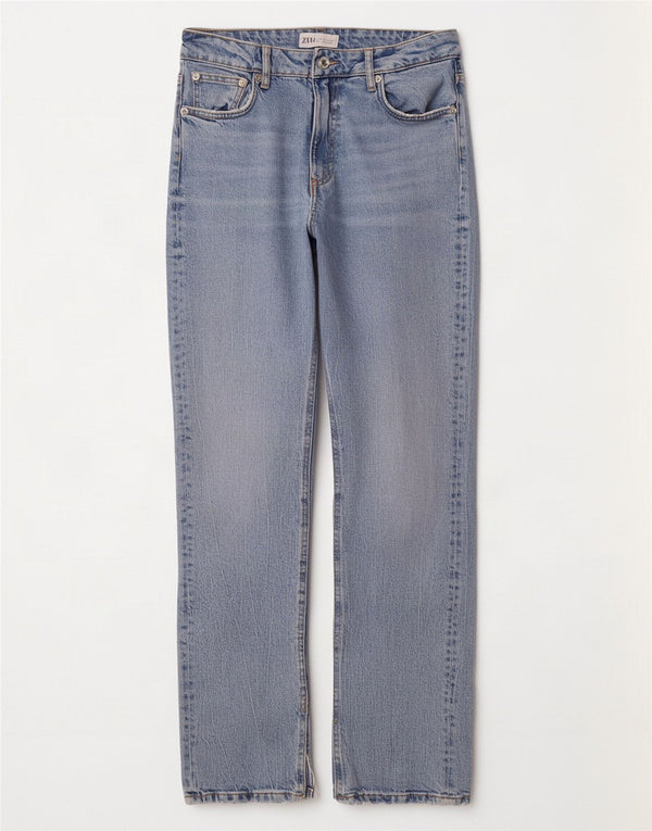 Zara Γυναικείο ίσιο τζιν EU 38 Small W28 L32 Μπλε βαμβακερό