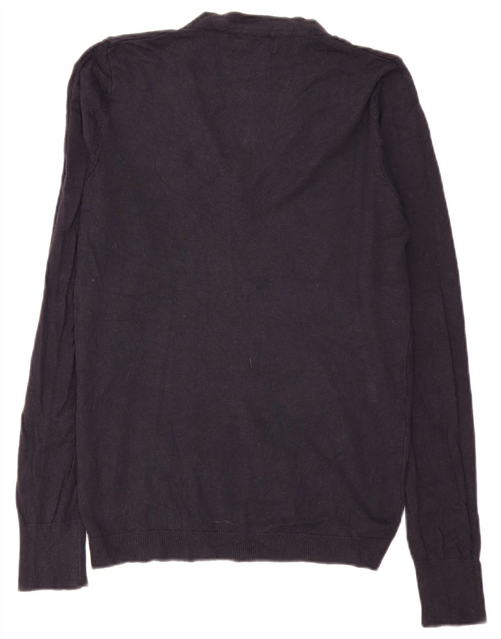 Zara Mens V-Neck Jumper Sweater Medium Navy Blue