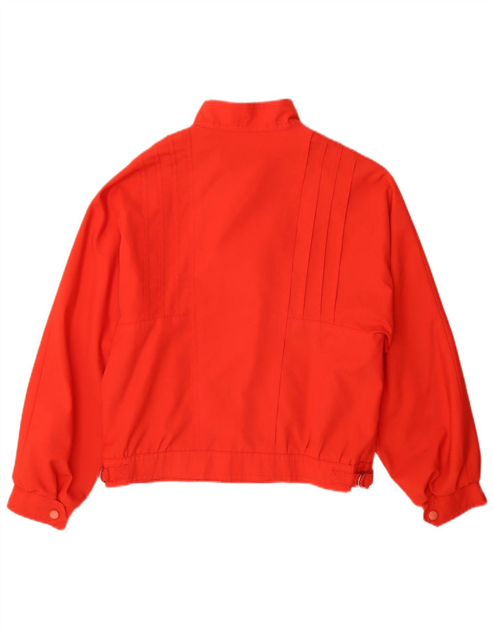 Vintage Dame Dobbeltradet Bomber Jacket UK 12 Medium Rød Polyester