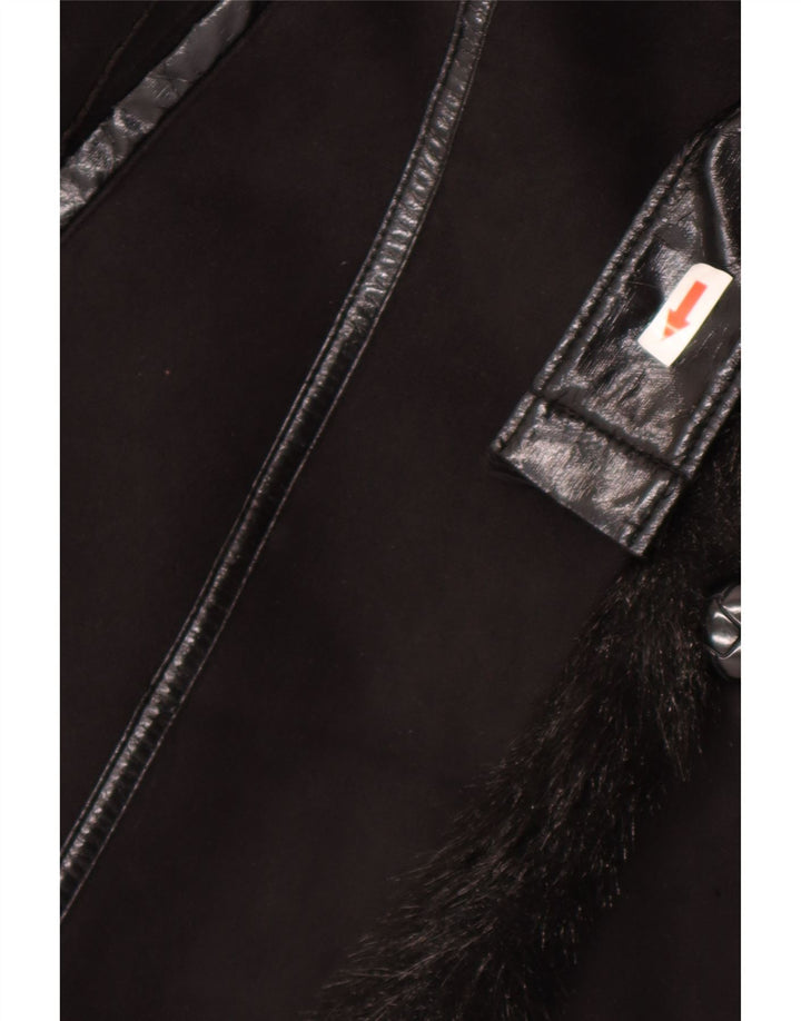Sobretudo feminino Sherpa Pizazz UK 14 poliéster preto médio