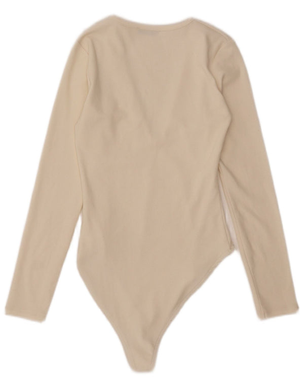 Body a maniche lunghe da donna Zara UK 12 medio bianco sporco