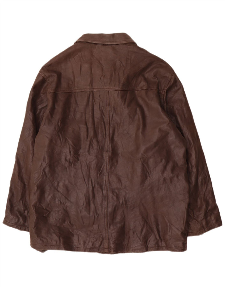 VINTAGE Mens Leather Jacket IT 52 XL Brown Leather