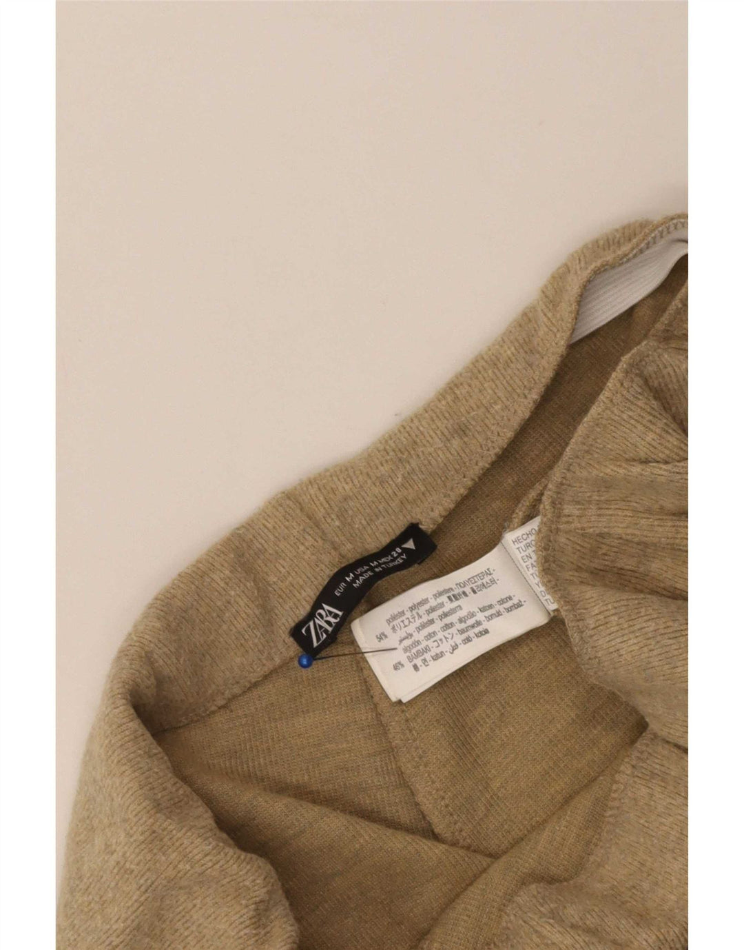 Zara Womens High Waist Tracksuit Trousers UK 12 Medium  Beige Polyester