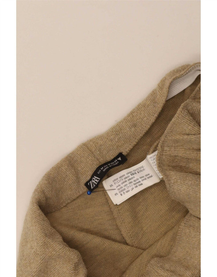 Zara Womens High Waist Tracksuit Trousers UK 12 Medium  Beige Polyester