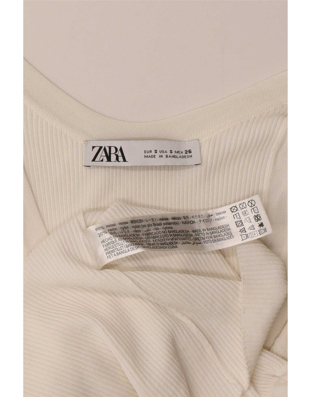 Zara Womens Vest Top UK 8 Small White Viscose