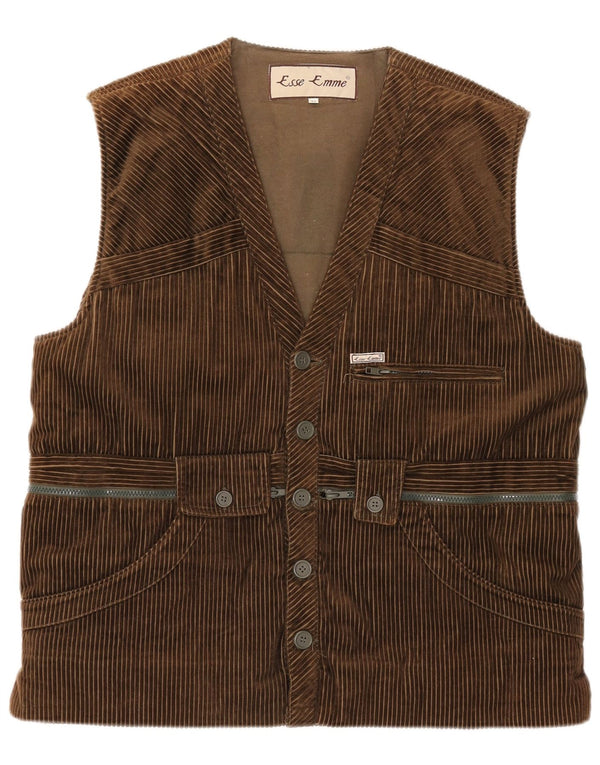 ESSE EMME Mens Corduroy Gilet IT 48 Algodão Cáqui Médio