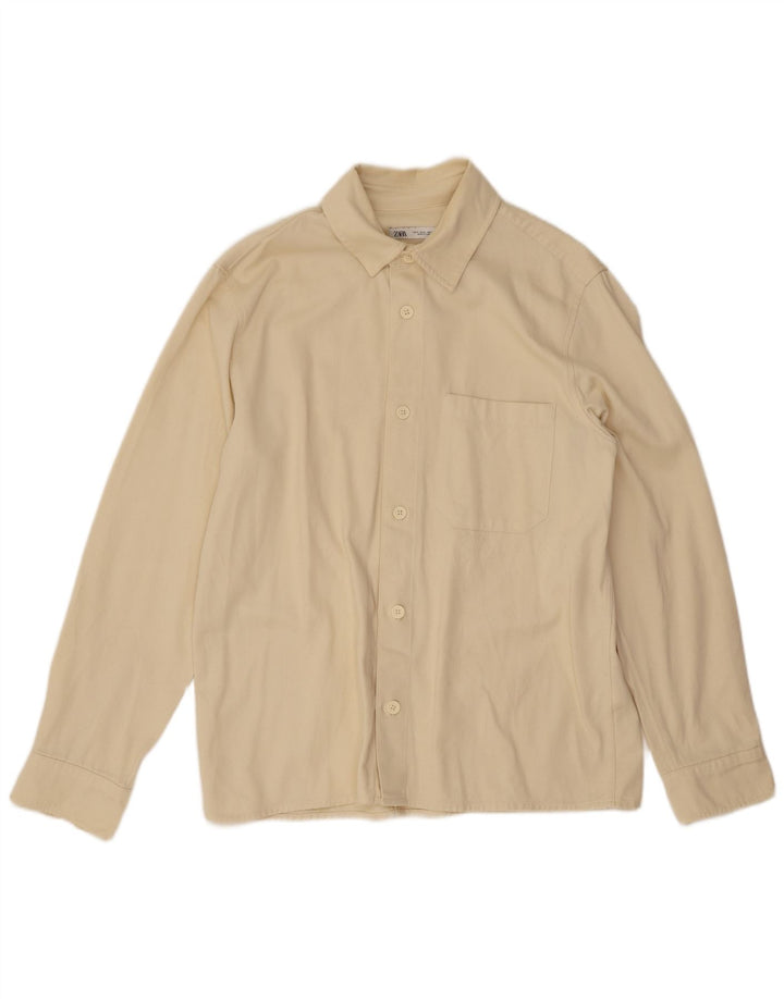 Zara Mens Shirt Medium Beige Cotton