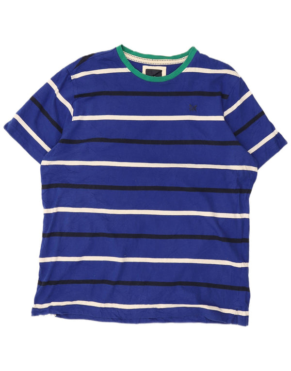 Crew Clothing Herre T-Shirt Top XL Blå Stribet Bomuld