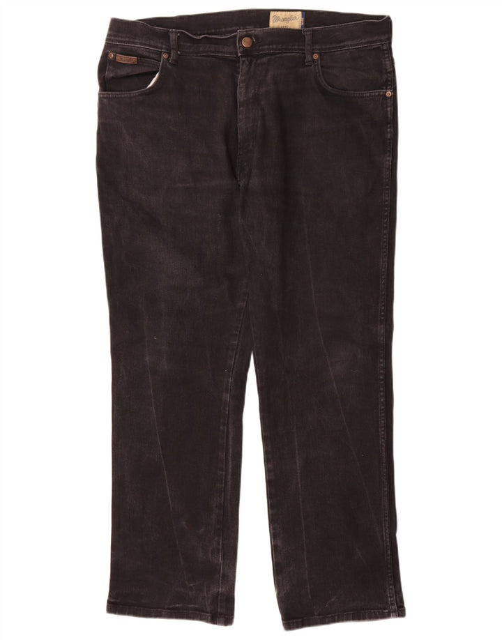 Wrangler Mens Texas Straight Jeans W38 L30 Black Cotton