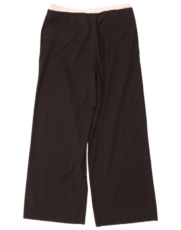 Zara Damen Hose mit weitem Bein, Größe S, W26, L30, Schwarz, Polyester