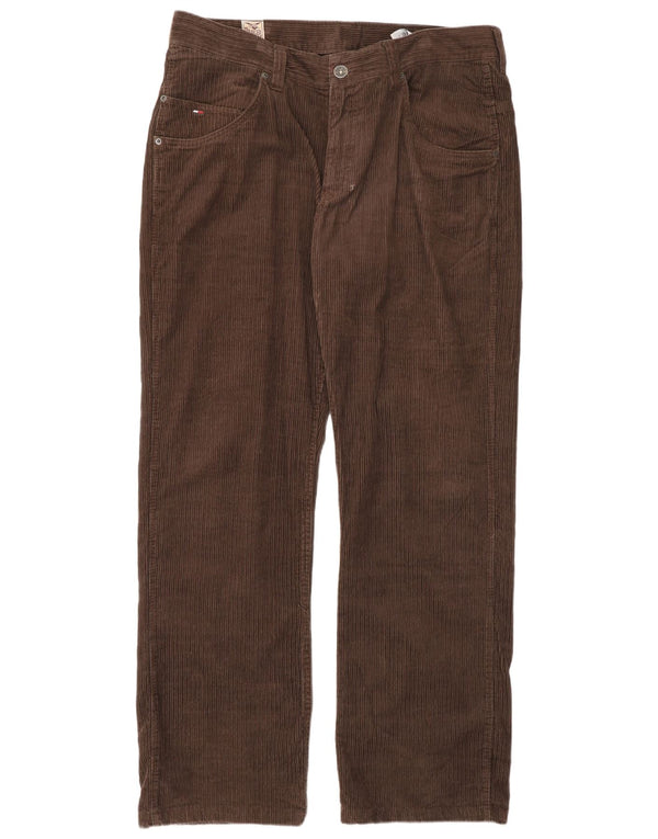 Pantaloni dritti in velluto a coste da uomo Tommy Hilfiger W38 L34 cotone marrone
