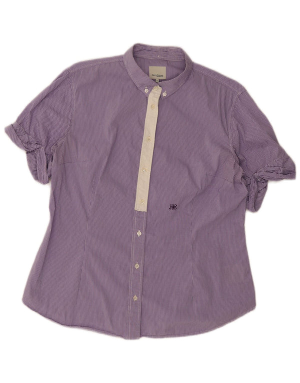 Henry Cottons Womens Short Sleeve Shirt IT 48 XL Purple Gingham