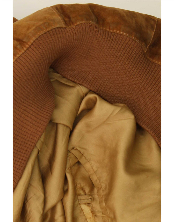 Giubbotto bomber in pelle scamosciata vintage da uomo UK 40 grande in pelle beige