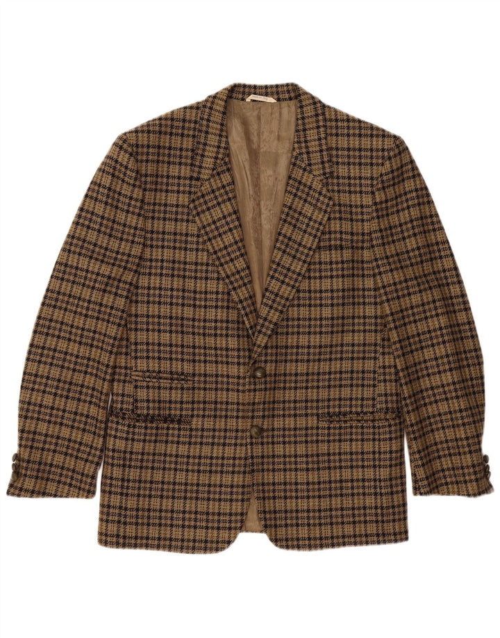 Luigi Botto Herren-Blazer mit 2 Knöpfen, UK 40, große braune Wolle mit Hahnentrittmuster