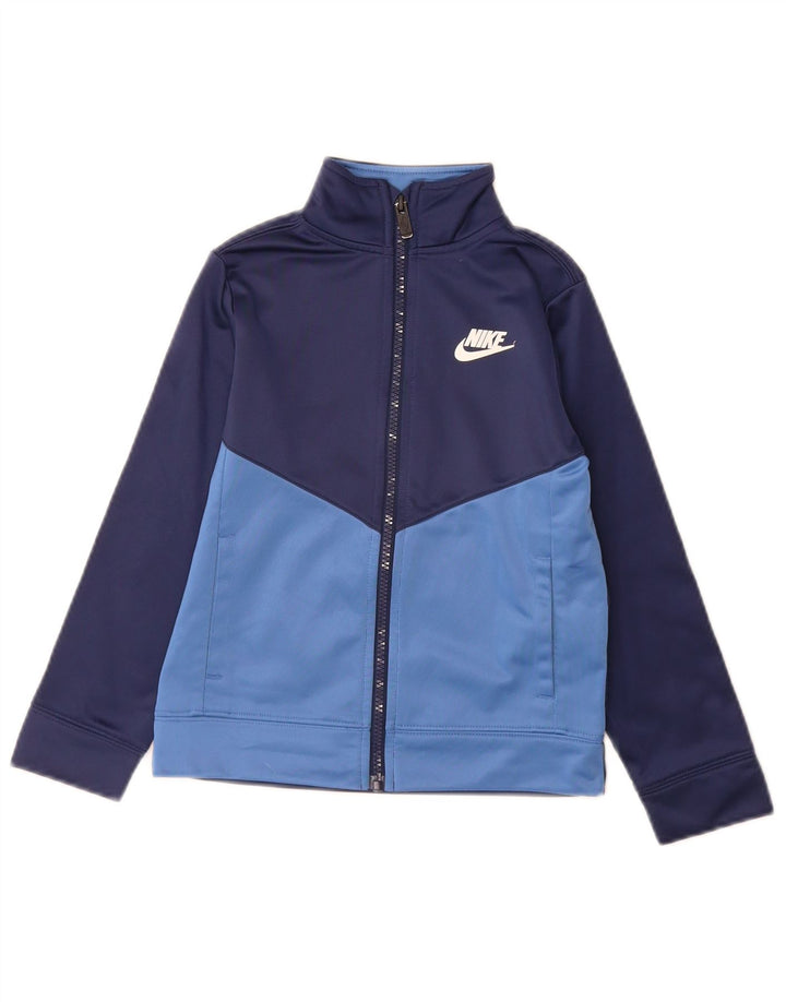 Nike Boys Tracksuit Top Jacket 5-6 Years Medium Navy Blue Colourblock