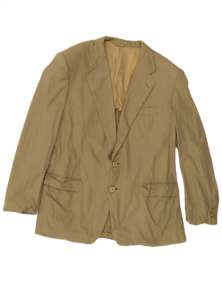 Burberry Mens 2 Button Blazer Jacket IT 52 Large Khaki Cotton