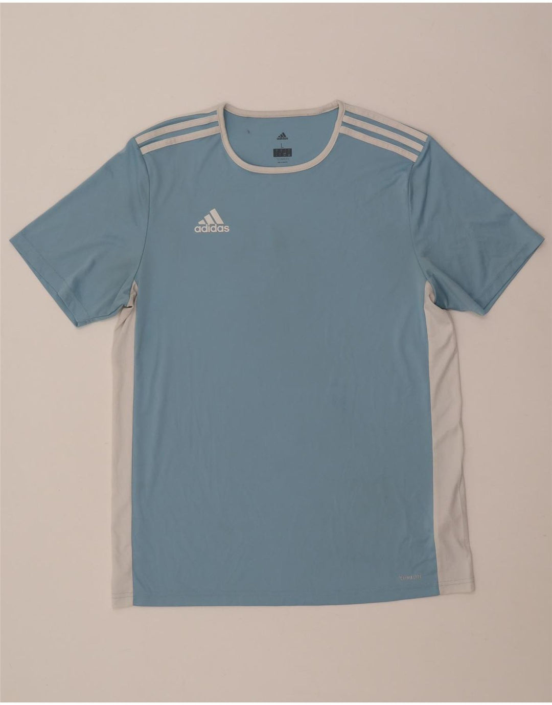 Adidas Herren Climalite T-Shirt Top Large Blau Colourblock Polyester