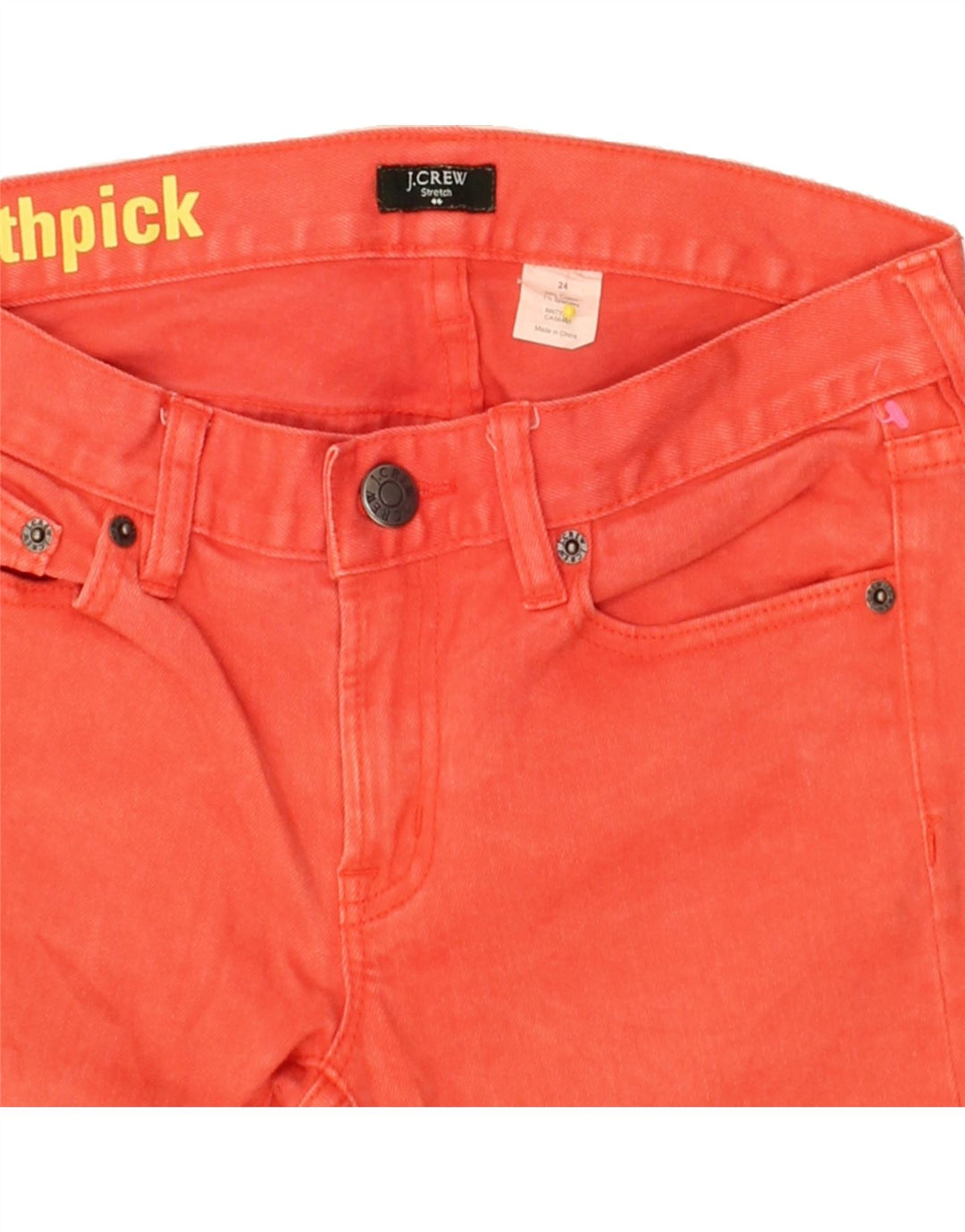 J. CREW Womens Toothpick Slim Jeans W24 L26 Orange Cotton Vintage J. Crew and Second-Hand J. Crew from Messina Hembry 