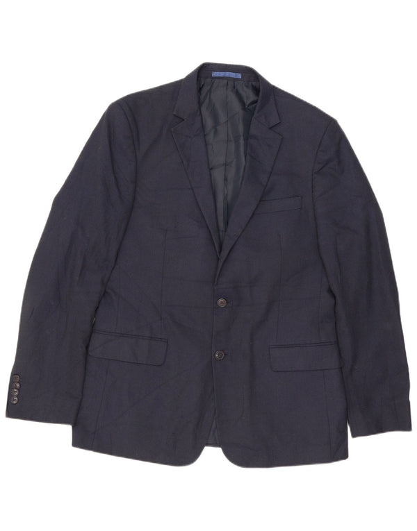 Marks & Spencer Mens 2 Button Blazer Jacket UK 42 Large Navy Blue Polyester
