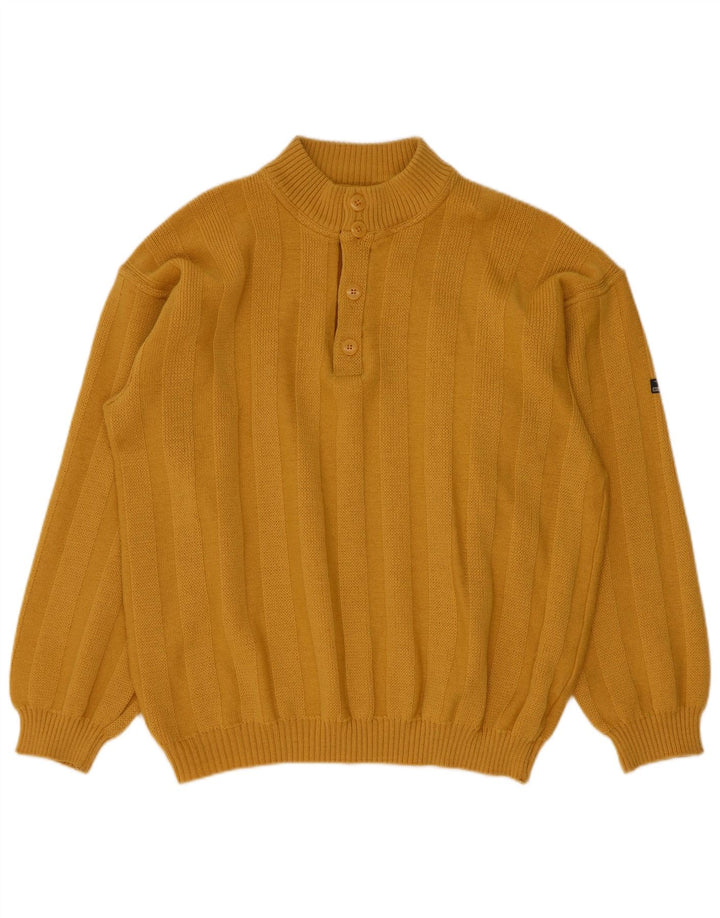 Boat House Mens Button Neck Jumper Sweater IT 52 Large Yellow New Wool