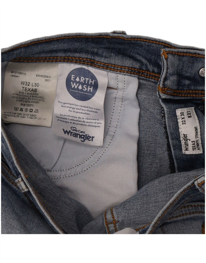 Wrangler Mens Texas Straight Jeans W32 L30 Blue Cotton