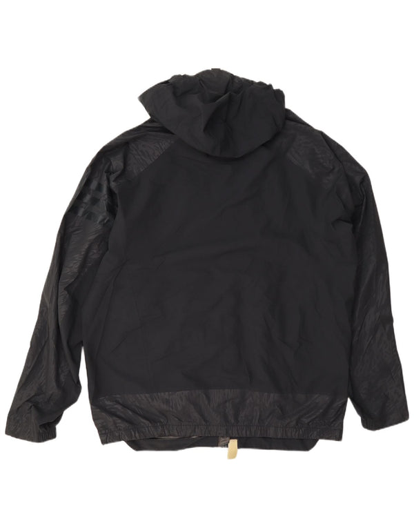 Adidas Mens Hooded Rain Jacket UK 40 Large Black Geometric