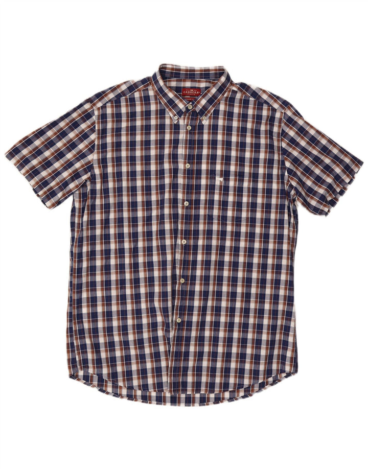 Carrera Mens Short Sleeve Regular Fit Shirt 2XL Navy Blue Check