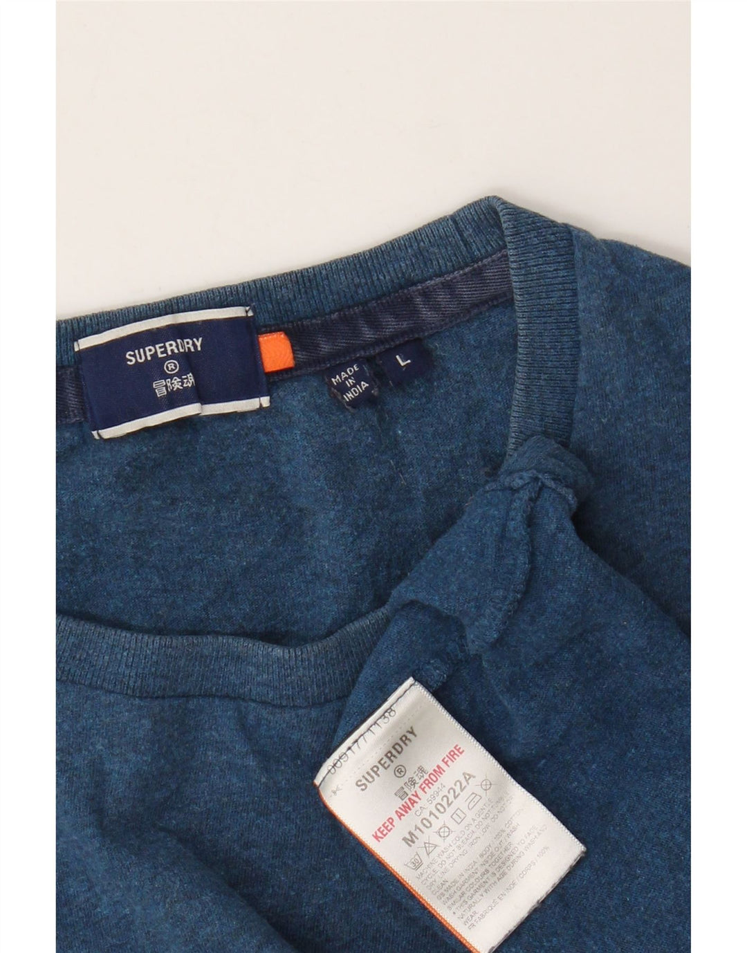 Superdry Mens T-Shirt Top Large Blue Flecked Cotton