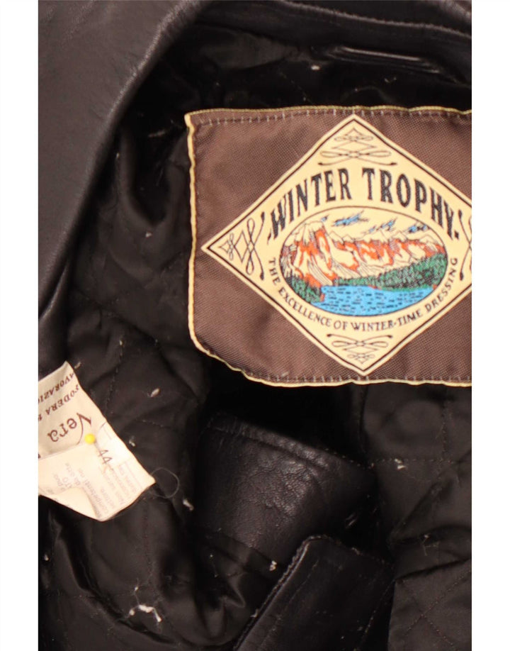 Vintage Γυναικείο Δερμάτινο Μπουφάν Biker IT 44 Μεσαίο Μαύρο