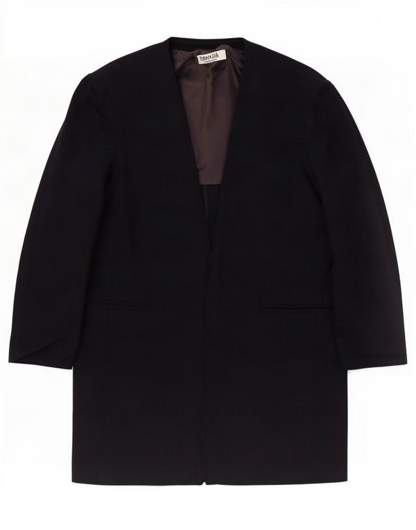 Marella Veste blazer longue ouverte pour femme UK 12 Bleu marine moyen Laine vierge