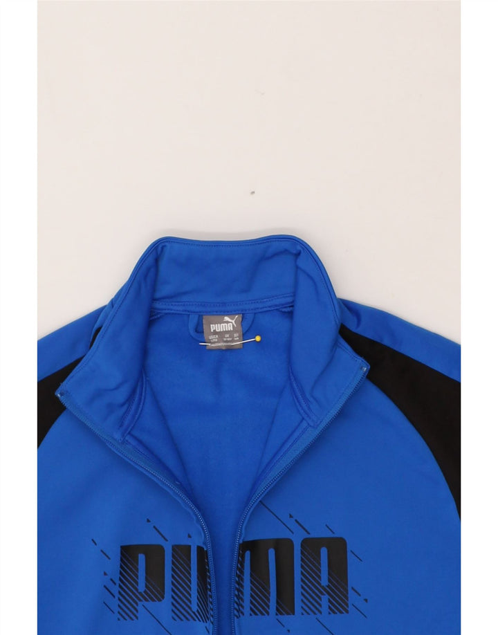 PUMA Boys Graphic Tracksuit Top Jacket 13-14 Years  Blue Colourblock Vintage Puma and Second-Hand Puma from Messina Hembry 
