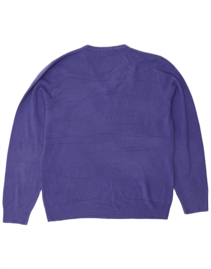 MARKS & SPENCER Mens V-Neck Jumper Sweater Medium Blue