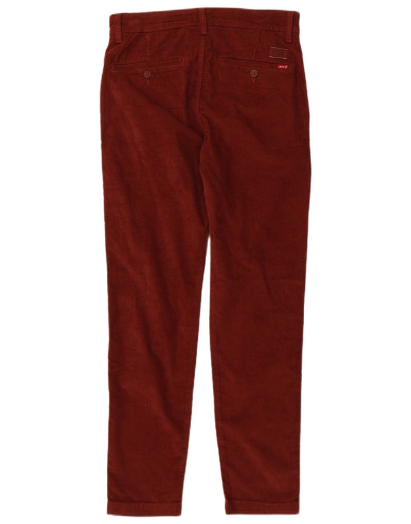 Męskie, wąskie, zwężane spodnie sztruksowe Levi's W30 L32 Burgundowa bawełna
