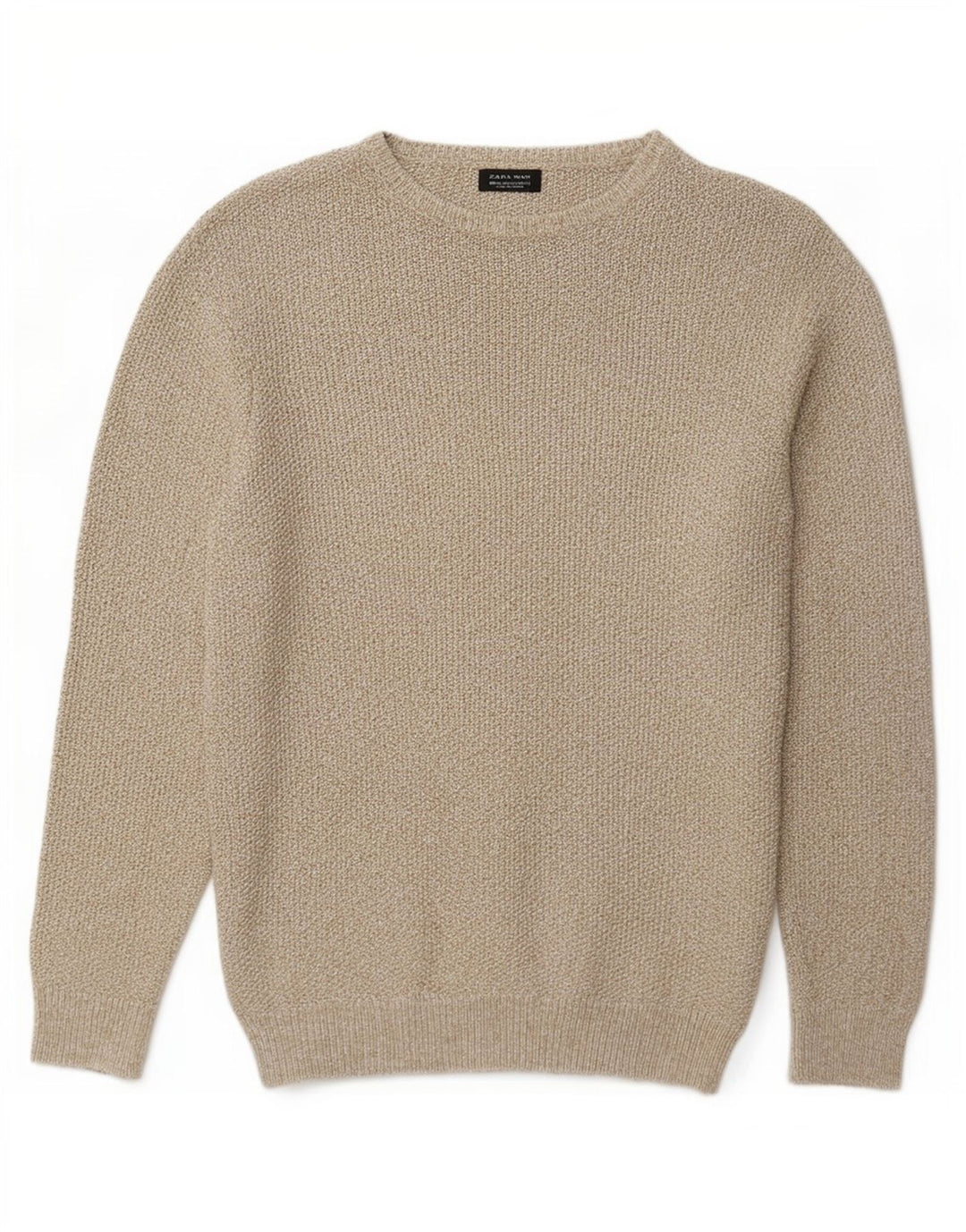 Zara Mens Boat Neck Jumper Sweater XL Grey Flecked