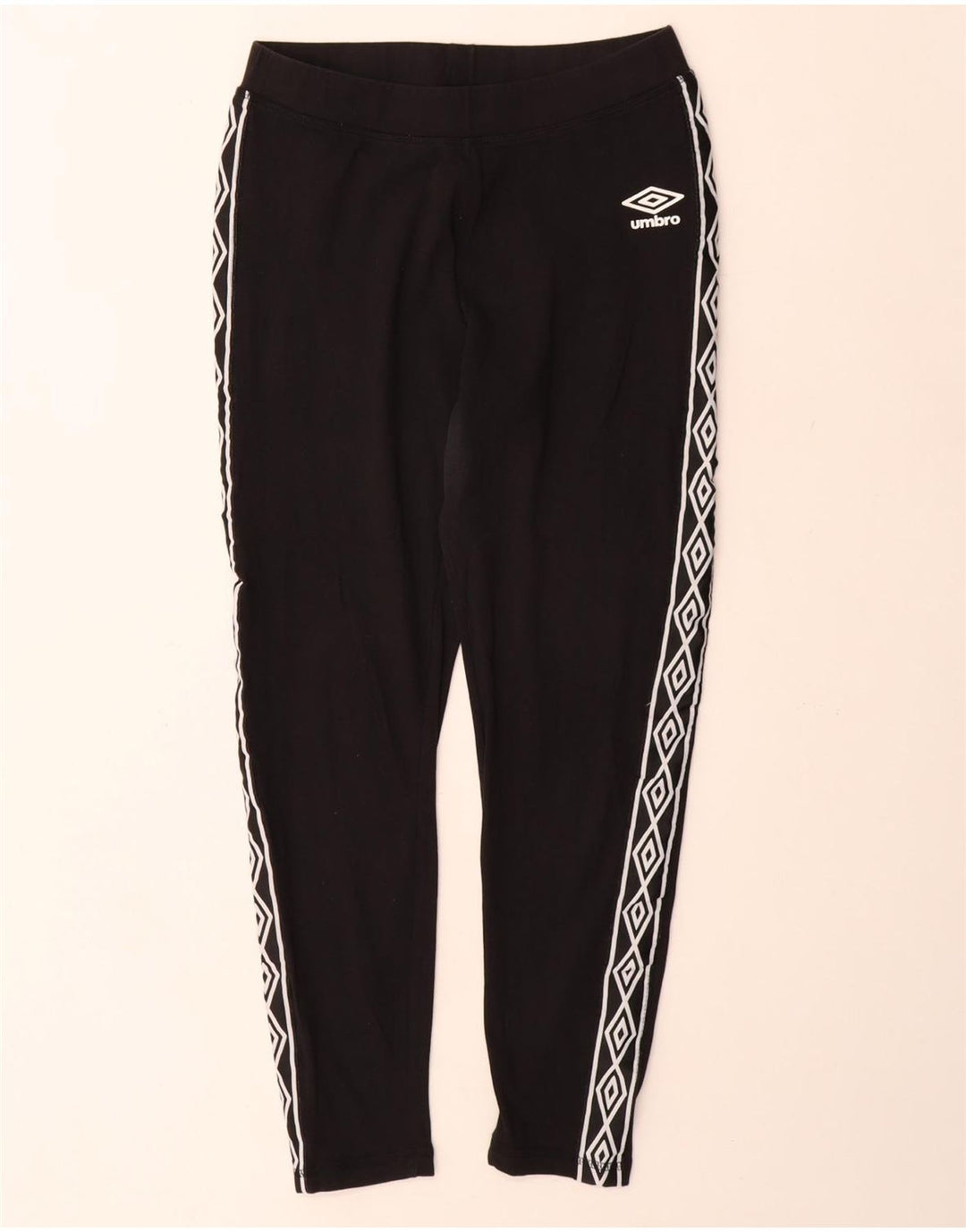 Umbro Womens Graphic Leggings UK 12 Medium  Black Cotton