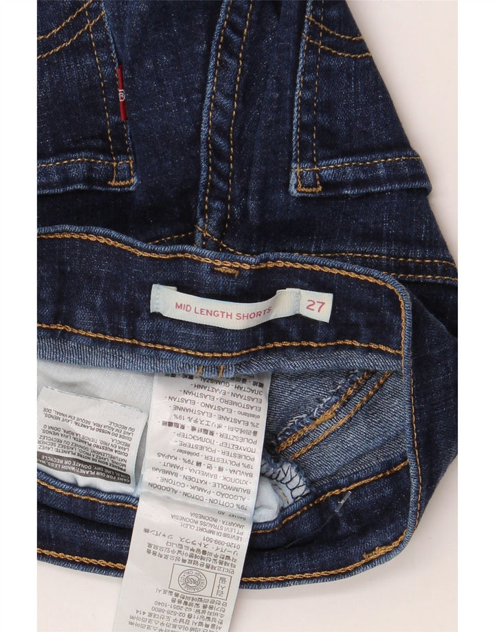 Pantaloncini di jeans a vita media da donna LEVI'S W27 piccoli in cotone blu navy